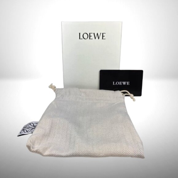 Loewe Compact Zip Wallet / Bifold Coin Wallet Taupe & Tan Anagram Strap - New - Picture 9 of 9